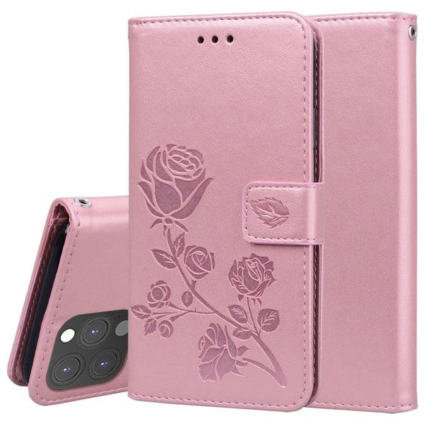 Rose Embossed Horizontal Flip PU Leather Case with Holder & Card Slots & Wallet
