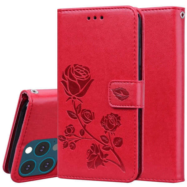 Rose Embossed Horizontal Flip PU Leather Case with Holder & Card Slots & Wallet