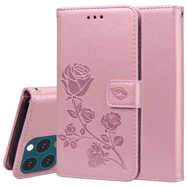 Rose Embossed Horizontal Flip PU Leather Case with Holder & Card Slots & Wallet