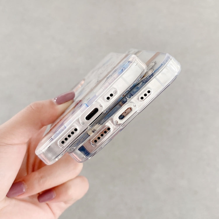 High Translucent Electroplating Flower Pattern TPU + PC Shockproof Case, For iPhone 13, For iPhone 13 Pro Max