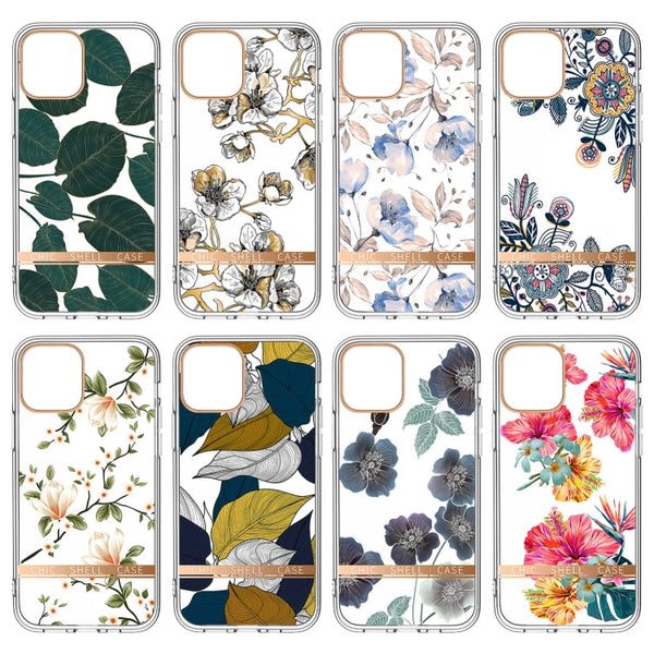 High Translucent Electroplating Flower Pattern TPU + PC Shockproof Case, For iPhone 13, For iPhone 13 Pro Max