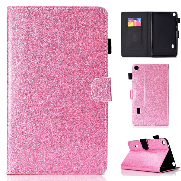 Varnish Glitter Powder Horizontal Flip Leather Case with Holder & Card Slot, For Huawei MediaPad M6 8.4, For Huawei MediaPad M6 10.8, For Huawei MediaPad T3 7.0, For Huawei MediaPad T3 10.0