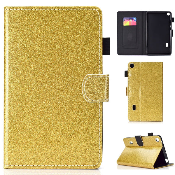 Varnish Glitter Powder Horizontal Flip Leather Case with Holder & Card Slot, For Huawei MediaPad M6 8.4, For Huawei MediaPad M6 10.8, For Huawei MediaPad T3 7.0, For Huawei MediaPad T3 10.0