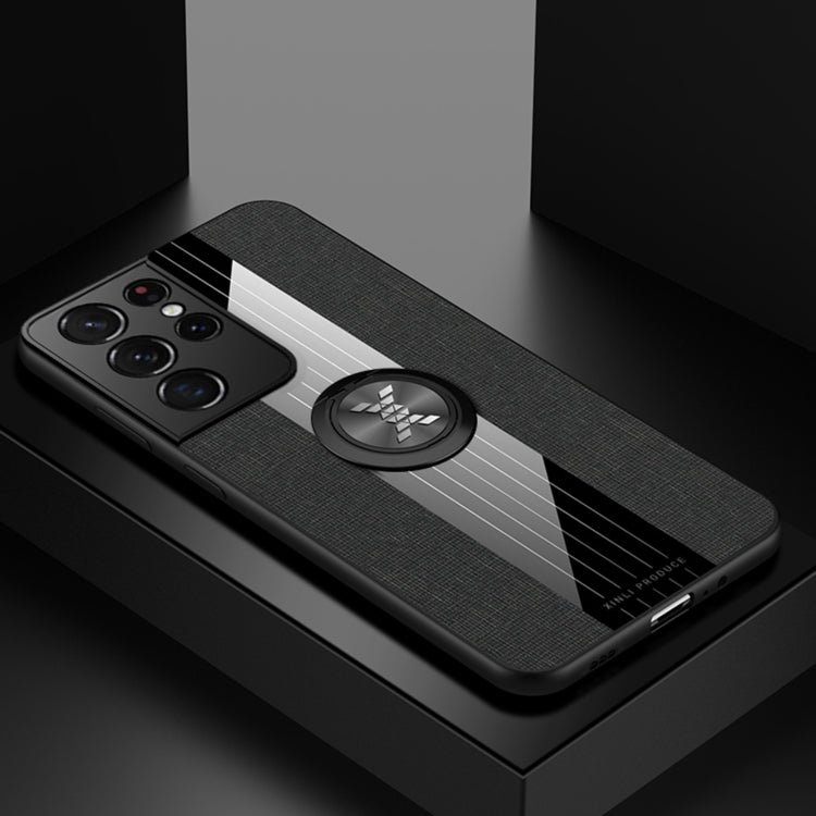 XINLI Stitching Cloth Textue Shockproof TPU Protective Case with Ring Holder, For Samsung Galaxy S21 Ultra 5G, For Samsung Galaxy S21+ 5G