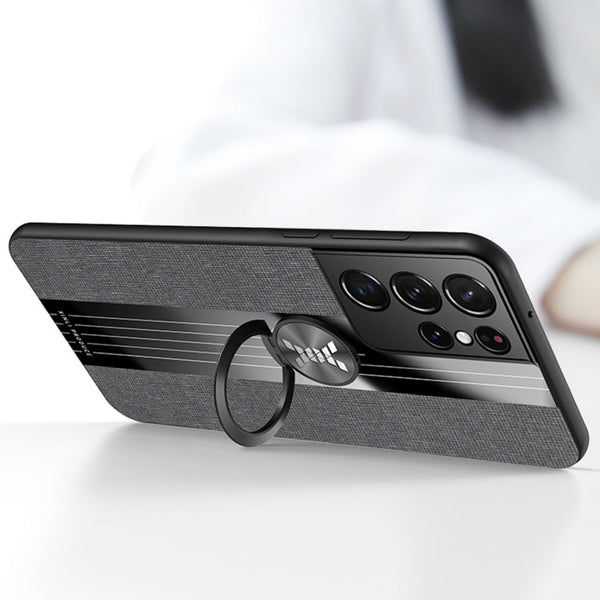 XINLI Stitching Cloth Textue Shockproof TPU Protective Case with Ring Holder, For Samsung Galaxy S21 Ultra 5G, For Samsung Galaxy S21+ 5G