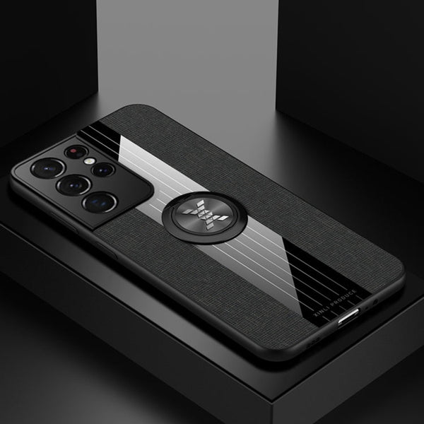 XINLI Stitching Cloth Textue Shockproof TPU Protective Case with Ring Holder, For Samsung Galaxy S21 Ultra 5G, For Samsung Galaxy S21+ 5G