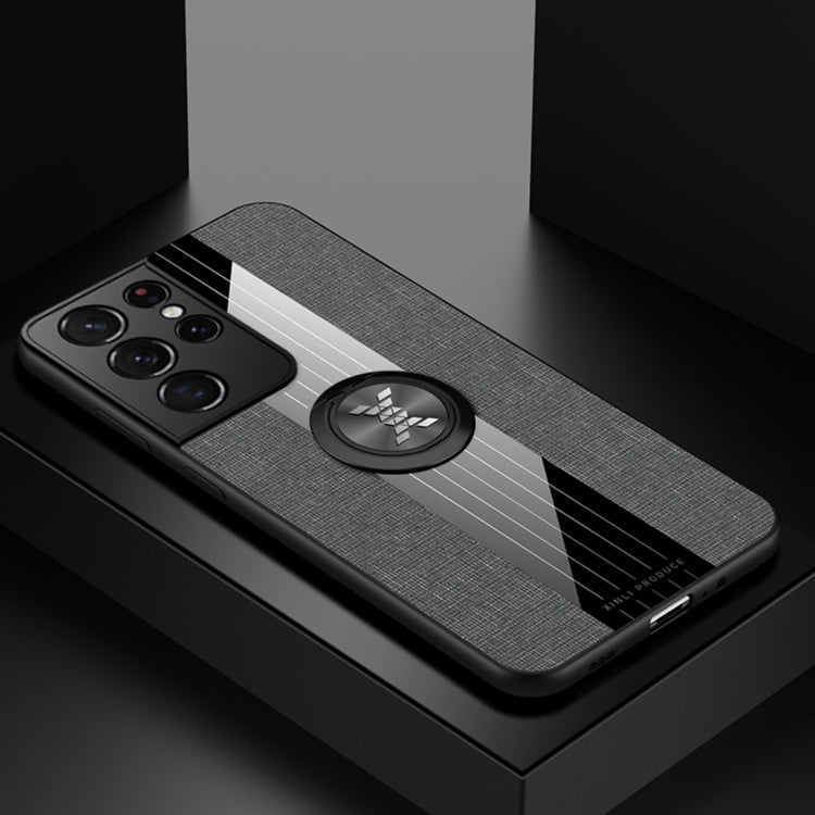 XINLI Stitching Cloth Textue Shockproof TPU Protective Case with Ring Holder, For Samsung Galaxy S21 Ultra 5G, For Samsung Galaxy S21+ 5G