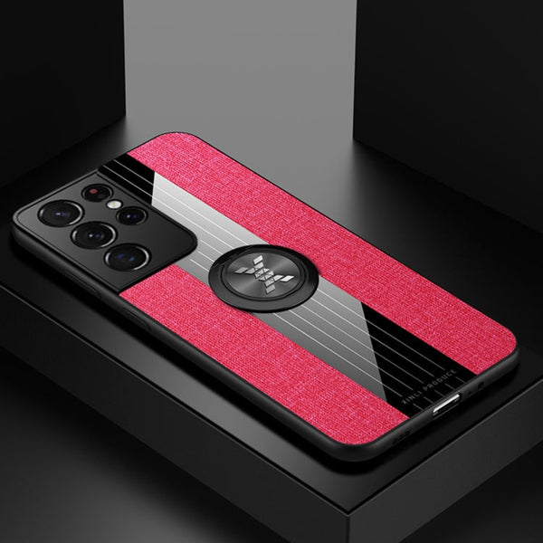 XINLI Stitching Cloth Textue Shockproof TPU Protective Case with Ring Holder, For Samsung Galaxy S21 Ultra 5G, For Samsung Galaxy S21+ 5G