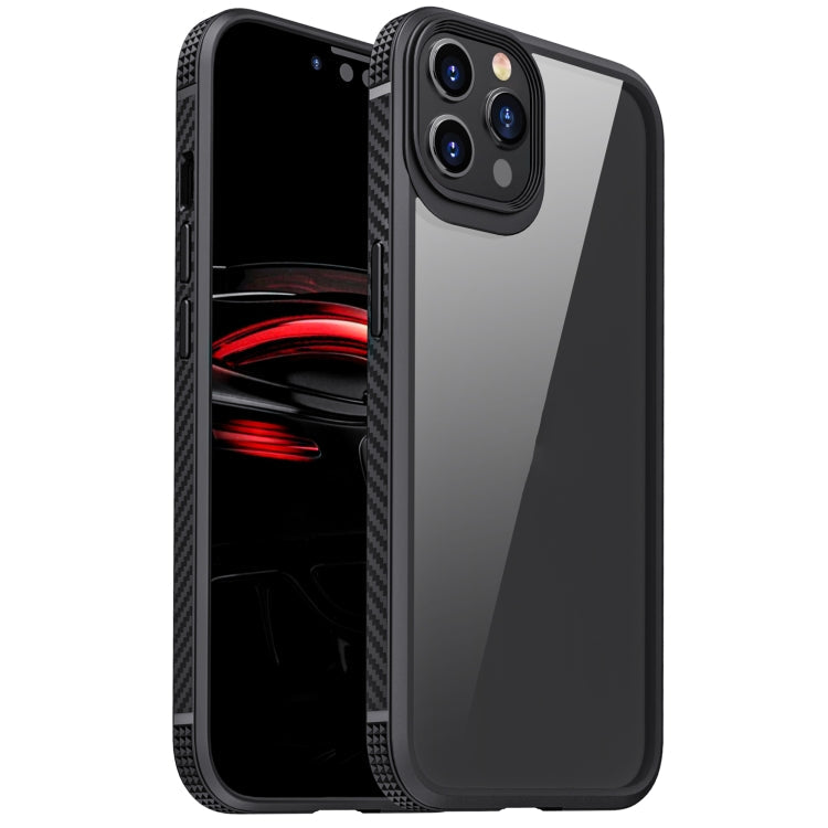 MG Series Carbon Fiber TPU + Clear PC Four-corner Airbag Shockproof Case, For iPhone 12 Pro Max, For iPhone 12 / 12 Pro, For iPhone 11 Pro, For iPhone 11 Pro Max