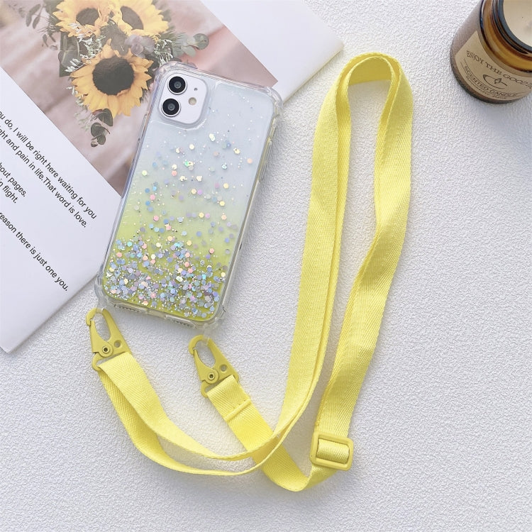 Gradient Glitter Powder Epoxy TPU Thickened Acrylic Shockproof Case with Wide Neck Lanyard