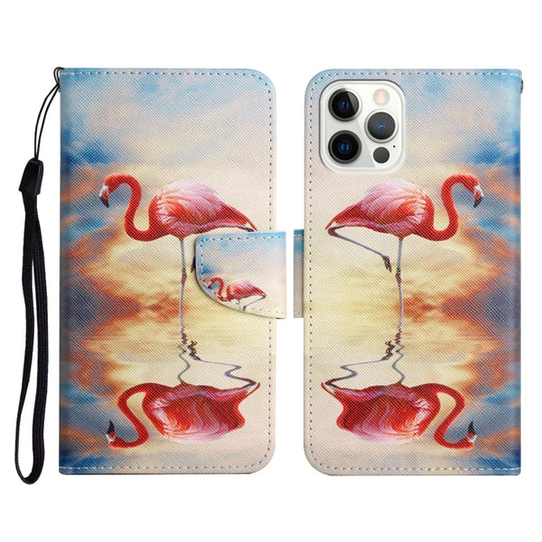 Painted Pattern Horizontal Flip Leather Case with Holder & Card Slot & Wallet, For iPhone 12 / 12 Pro
