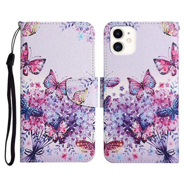 Painted Pattern Horizontal Flip Leather Case with Holder & Card Slot & Wallet, For iPhone 12 mini