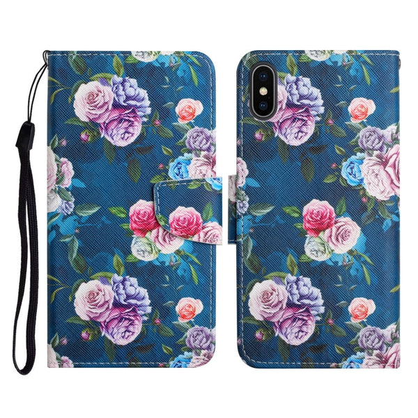 Painted Pattern Horizontal Flip Leather Case with Holder & Card Slot & Wallet, For iPhone X / XS