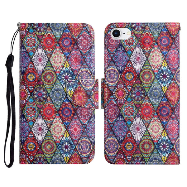 Painted Pattern Horizontal Flip Leather Case with Holder & Card Slot & Wallet, For iPhone SE 2022 / SE 2020 / 8 / 7