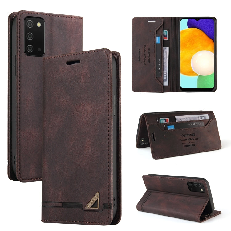 For Samsung Galaxy A03s 166mm Skin Feel Anti-theft Brush Horizontal Flip Leather Case with Holder & Card Slots & Wallet(Brown)