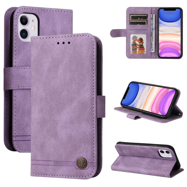 Skin Feel Life Tree Metal Button Horizontal Flip Leather Case with Holder & Card Slot & Wallet & Photo Frame & Strap, For iPhone 12 mini, For iPhone 12 / 12 Pro, For iPhone 12 Pro Max, For iPhone 11