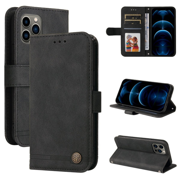 Skin Feel Life Tree Metal Button Horizontal Flip Leather Case with Holder & Card Slot & Wallet & Photo Frame & Strap, For iPhone 12 mini, For iPhone 12 / 12 Pro, For iPhone 12 Pro Max, For iPhone 11