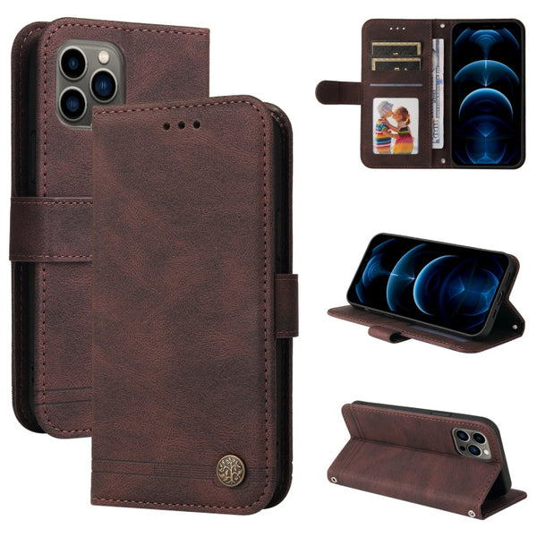 Skin Feel Life Tree Metal Button Horizontal Flip Leather Case with Holder & Card Slot & Wallet & Photo Frame & Strap, For iPhone 11 Pro, For iPhone 11 Pro Max, For iPhone SE 2022 / SE 2020 / 8 / 7, For iPhone 8 Plus / 7 Plus