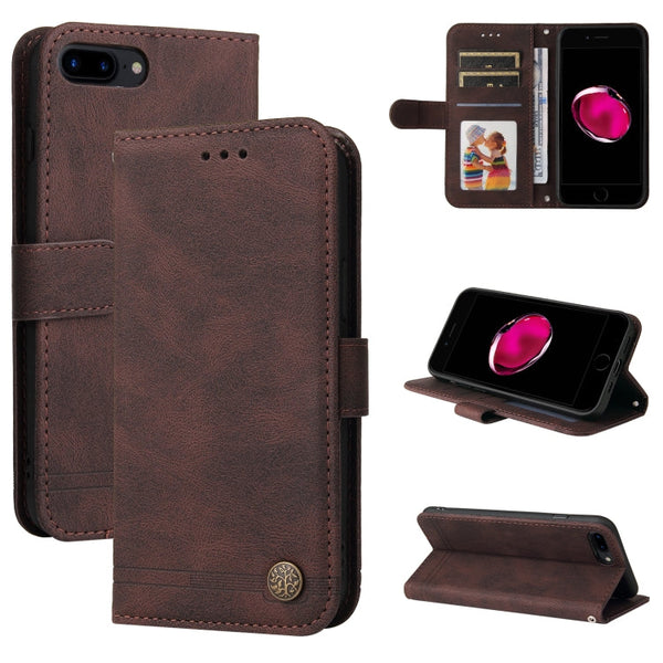 Skin Feel Life Tree Metal Button Horizontal Flip Leather Case with Holder & Card Slot & Wallet & Photo Frame & Strap, For iPhone 11 Pro, For iPhone 11 Pro Max, For iPhone SE 2022 / SE 2020 / 8 / 7, For iPhone 8 Plus / 7 Plus