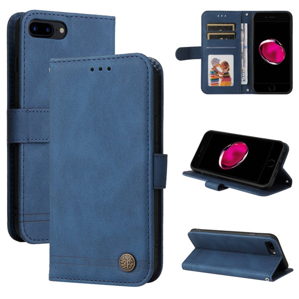 Skin Feel Life Tree Metal Button Horizontal Flip Leather Case with Holder & Card Slot & Wallet & Photo Frame & Strap, For iPhone 11 Pro, For iPhone 11 Pro Max, For iPhone SE 2022 / SE 2020 / 8 / 7, For iPhone 8 Plus / 7 Plus