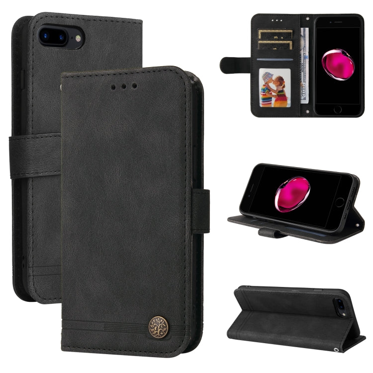 Skin Feel Life Tree Metal Button Horizontal Flip Leather Case with Holder & Card Slot & Wallet & Photo Frame & Strap, For iPhone 11 Pro, For iPhone 11 Pro Max, For iPhone SE 2022 / SE 2020 / 8 / 7, For iPhone 8 Plus / 7 Plus