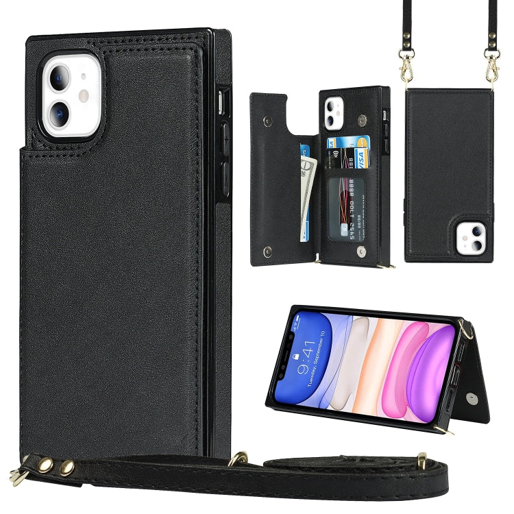 Cross-body Square Double Buckle Flip Card Bag TPU+PU Case with Card Slots & Wallet & Photo & Strap, For iPhone 8 Plus / 7 Plus, For iPhone SE 2022 / SE 2020 / 8 / 7, For iPhone 11, For iPhone 11 Pro