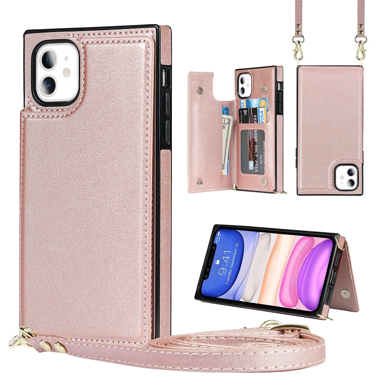 Cross-body Square Double Buckle Flip Card Bag TPU+PU Case with Card Slots & Wallet & Photo & Strap, For iPhone 8 Plus / 7 Plus, For iPhone SE 2022 / SE 2020 / 8 / 7, For iPhone 11, For iPhone 11 Pro