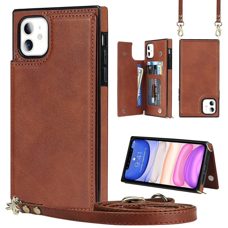 Cross-body Square Double Buckle Flip Card Bag TPU+PU Case with Card Slots & Wallet & Photo & Strap, For iPhone 8 Plus / 7 Plus, For iPhone SE 2022 / SE 2020 / 8 / 7, For iPhone 11, For iPhone 11 Pro