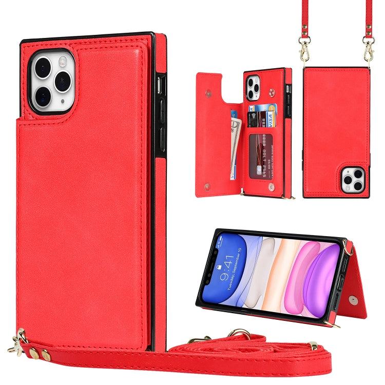 Cross-body Square Double Buckle Flip Card Bag TPU+PU Case with Card Slots & Wallet & Photo & Strap, For iPhone 8 Plus / 7 Plus, For iPhone SE 2022 / SE 2020 / 8 / 7, For iPhone 11, For iPhone 11 Pro