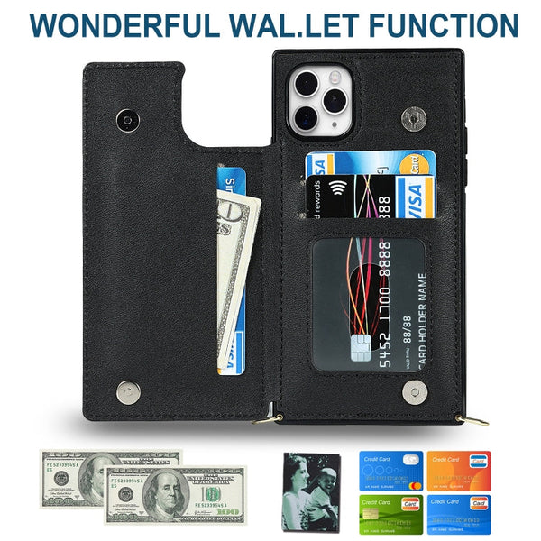 Cross-body Square Double Buckle Flip Card Bag TPU+PU Case with Card Slots & Wallet & Photo & Strap, For iPhone 11 Pro Max, For iPhone 12 mini, For iPhone 12 / 12 Pro, For iPhone 12 Pro Max