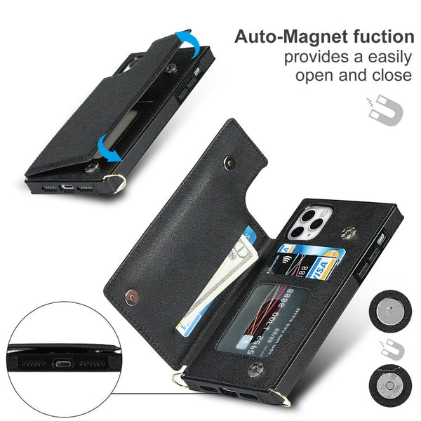 Cross-body Square Double Buckle Flip Card Bag TPU+PU Case with Card Slots & Wallet & Photo & Strap, For iPhone 11 Pro Max, For iPhone 12 mini, For iPhone 12 / 12 Pro, For iPhone 12 Pro Max