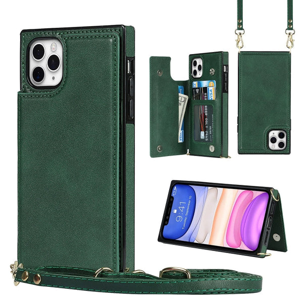 Cross-body Square Double Buckle Flip Card Bag TPU+PU Case with Card Slots & Wallet & Photo & Strap, For iPhone 11 Pro Max, For iPhone 12 mini, For iPhone 12 / 12 Pro, For iPhone 12 Pro Max