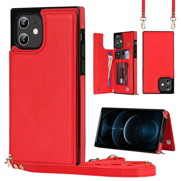 Cross-body Square Double Buckle Flip Card Bag TPU+PU Case with Card Slots & Wallet & Photo & Strap, For iPhone 11 Pro Max, For iPhone 12 mini, For iPhone 12 / 12 Pro, For iPhone 12 Pro Max