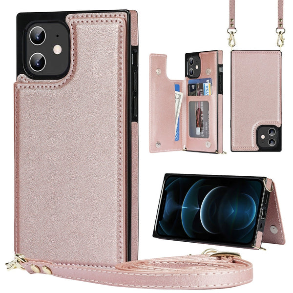 Cross-body Square Double Buckle Flip Card Bag TPU+PU Case with Card Slots & Wallet & Photo & Strap, For iPhone 11 Pro Max, For iPhone 12 mini, For iPhone 12 / 12 Pro, For iPhone 12 Pro Max