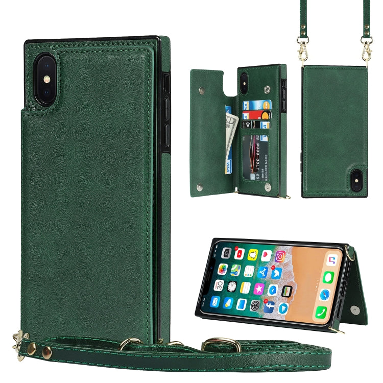 Cross-body Square Double Buckle Flip Card Bag TPU+PU Case with Card Slots & Wallet & Photo & Strap, For iPhone XS / X, For iPhone XS Max, For iPhone XR