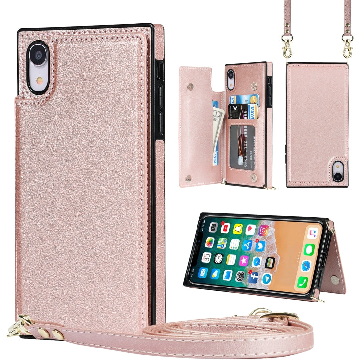 Cross-body Square Double Buckle Flip Card Bag TPU+PU Case with Card Slots & Wallet & Photo & Strap, For iPhone XS / X, For iPhone XS Max, For iPhone XR