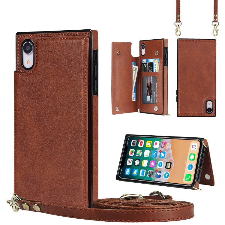 Cross-body Square Double Buckle Flip Card Bag TPU+PU Case with Card Slots & Wallet & Photo & Strap, For iPhone XS / X, For iPhone XS Max, For iPhone XR
