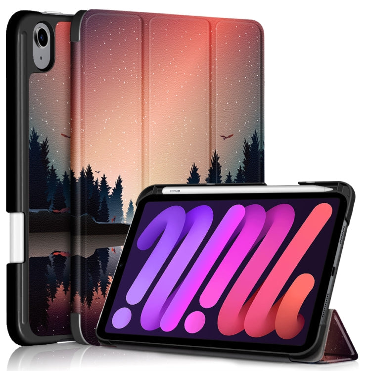 Painted Pattern TPU Horizontal Flip Leather Case with Three-folding Holder & Pen Slot & Sleep / Wake-up Function, For iPad mini 2024 / mini 6