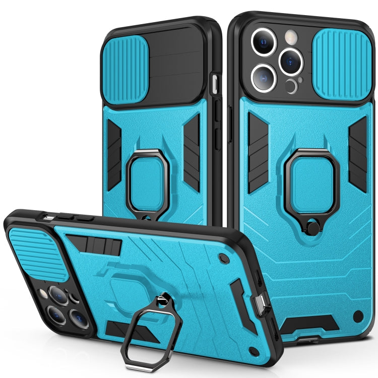 Sliding Camera Cover Design TPU + PC Shockproof Case with Ring Holder