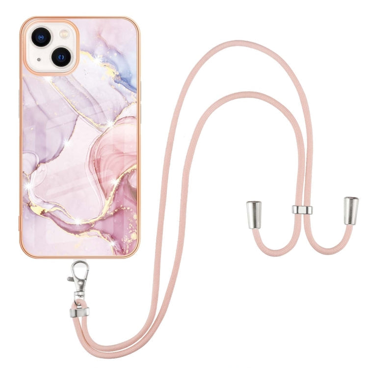 Electroplating Marble Pattern IMD TPU Shockproof Case with Neck Lanyard, For iPhone 13 mini, For iPhone 13, For iPhone 13 Pro, For iPhone 13 Pro Max