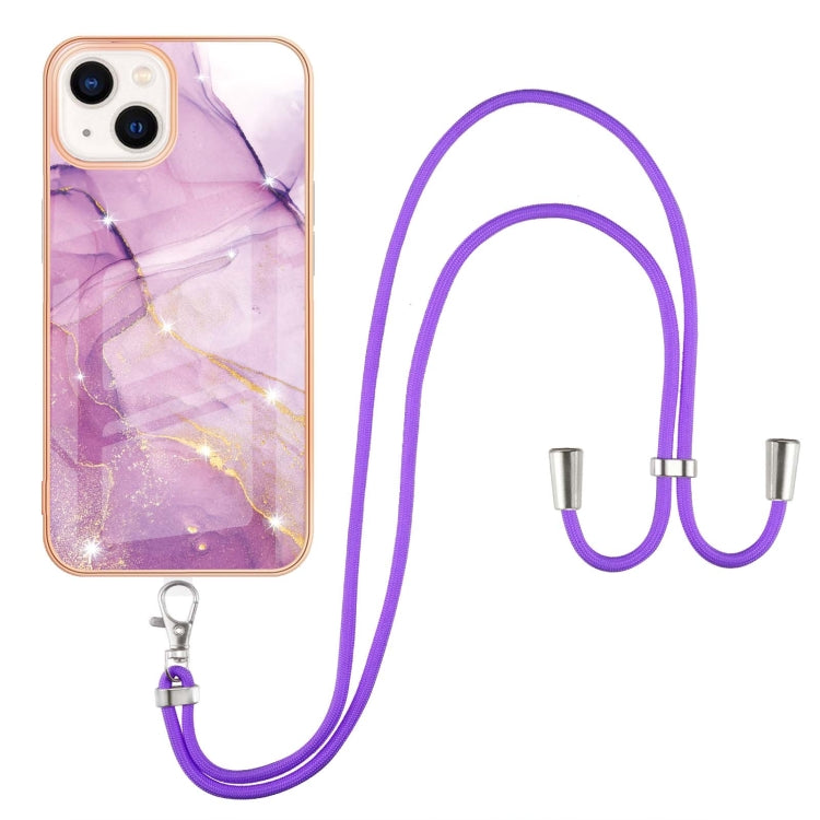 Electroplating Marble Pattern IMD TPU Shockproof Case with Neck Lanyard, For iPhone 13 mini, For iPhone 13, For iPhone 13 Pro, For iPhone 13 Pro Max