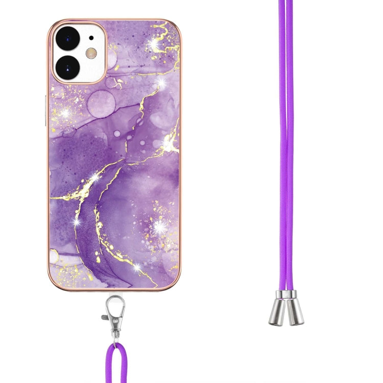 Electroplating Marble Pattern IMD TPU Shockproof Case with Neck Lanyard, For iPhone 12 / 12 Pro, For iPhone 12 Pro Max, For iPhone 11, For iPhone 11 Pro Max