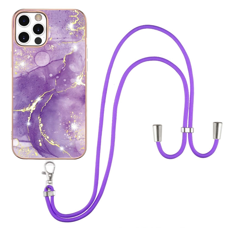 Electroplating Marble Pattern IMD TPU Shockproof Case with Neck Lanyard, For iPhone 12 / 12 Pro, For iPhone 12 Pro Max, For iPhone 11, For iPhone 11 Pro Max