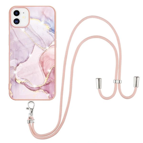 Electroplating Marble Pattern IMD TPU Shockproof Case with Neck Lanyard, For iPhone 12 / 12 Pro, For iPhone 12 Pro Max, For iPhone 11, For iPhone 11 Pro Max