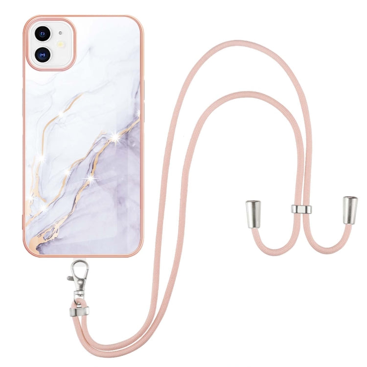 Electroplating Marble Pattern IMD TPU Shockproof Case with Neck Lanyard, For iPhone 12 / 12 Pro, For iPhone 12 Pro Max, For iPhone 11, For iPhone 11 Pro Max