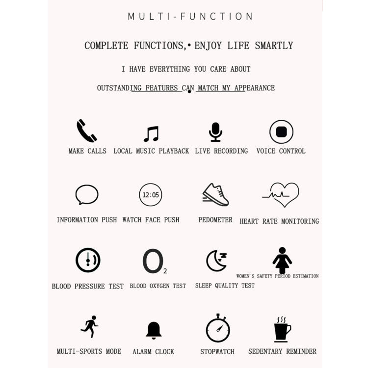 Z73 1.09 inch Touch Screen Smart Bracelet, Support Sleep Monitoring / Heart Rate Monitoring / Voice Control / Women Menstrual Cycle Reminder