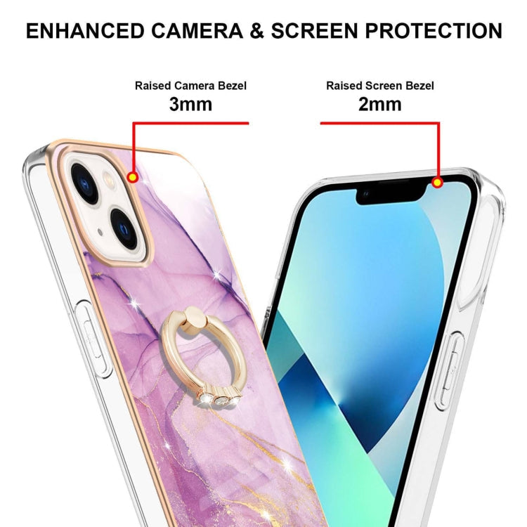 Electroplating Marble Pattern IMD TPU Shockproof Case with Ring Holder, For iPhone 13 mini, For iPhone 13, For iPhone 13 Pro, For iPhone 13 Pro Max