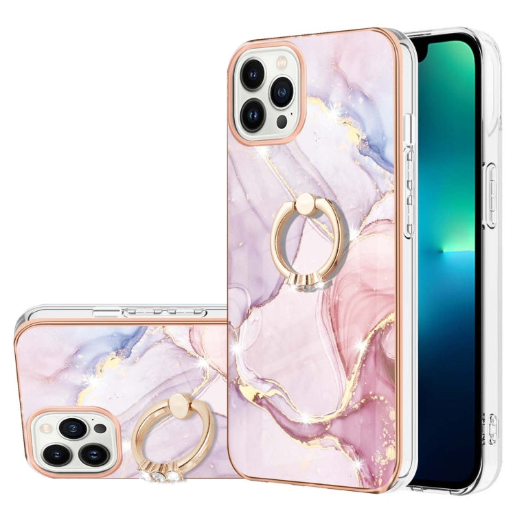 Electroplating Marble Pattern IMD TPU Shockproof Case with Ring Holder, For iPhone 13 mini, For iPhone 13, For iPhone 13 Pro, For iPhone 13 Pro Max