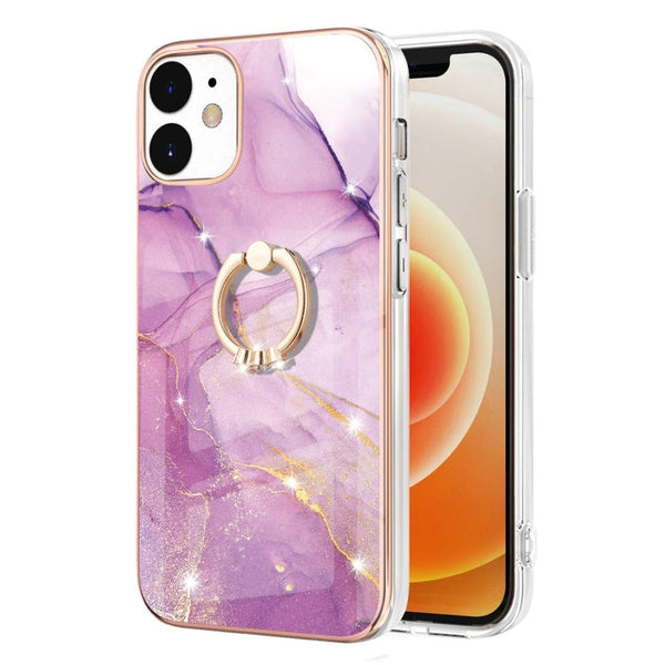 Electroplating Marble Pattern IMD TPU Shockproof Case with Ring Holder, For iPhone 12 / 12 Pro, For iPhone 12 Pro Max, For iPhone 11, For iPhone 11 Pro Max