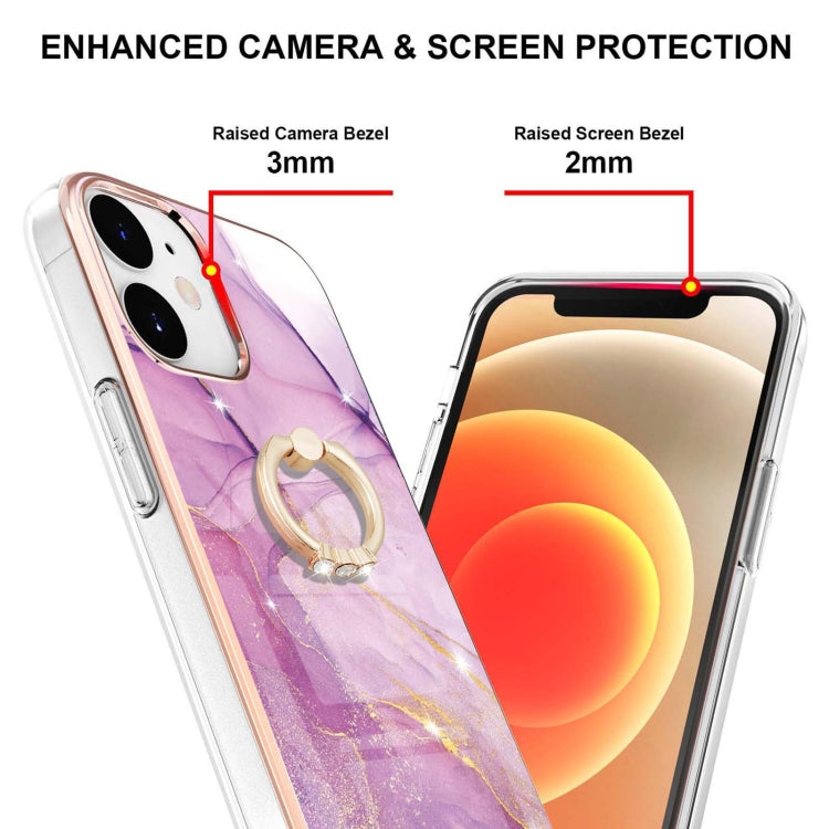 Electroplating Marble Pattern IMD TPU Shockproof Case with Ring Holder, For iPhone 12 / 12 Pro, For iPhone 12 Pro Max, For iPhone 11, For iPhone 11 Pro Max